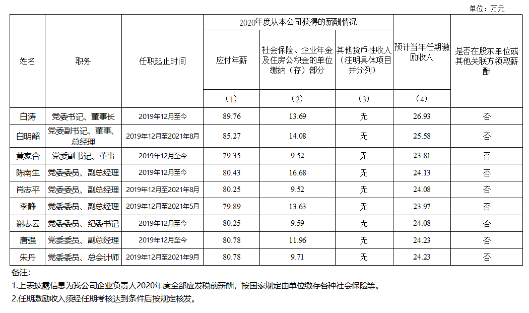 广东省优发国际控股集团有限公司企业负责人2020年度薪酬情况